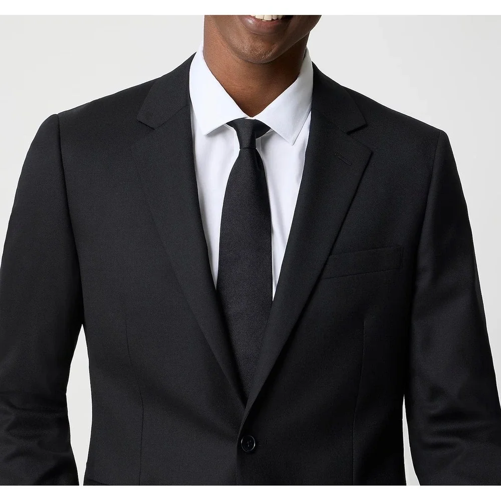 J.Crew Men 40R Thompson Slim Fit Suit Jacket Black Worsted Wool Blazer CF871 NEW